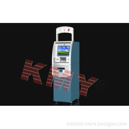 Blue Floor Standing Internet Bill Payment Kiosk Touchscreen